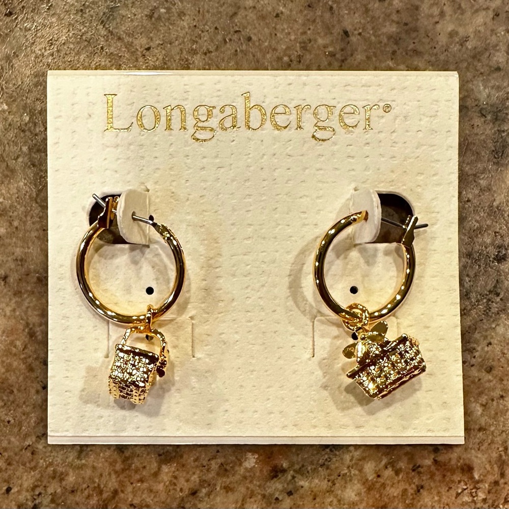 Longaberger Gold Charm Hoop Earrings